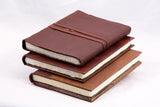 Hand-stitched wrap Journal w/handmade Amalfi pages (in 3 sizes & 4 colors)